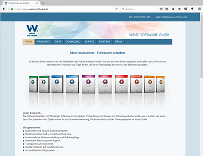 Weise Software Webseite